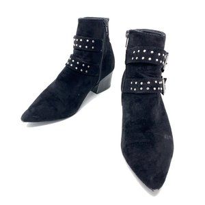 So Me Elvira Suede Studded Buckle Ankle Boots